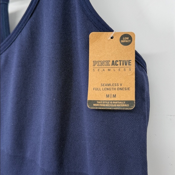 NWT VICTORIA’S SECRET PINK BLUE SEAMLESS WORKOUT ONESIE, SIZE M - Picture 4 of 7